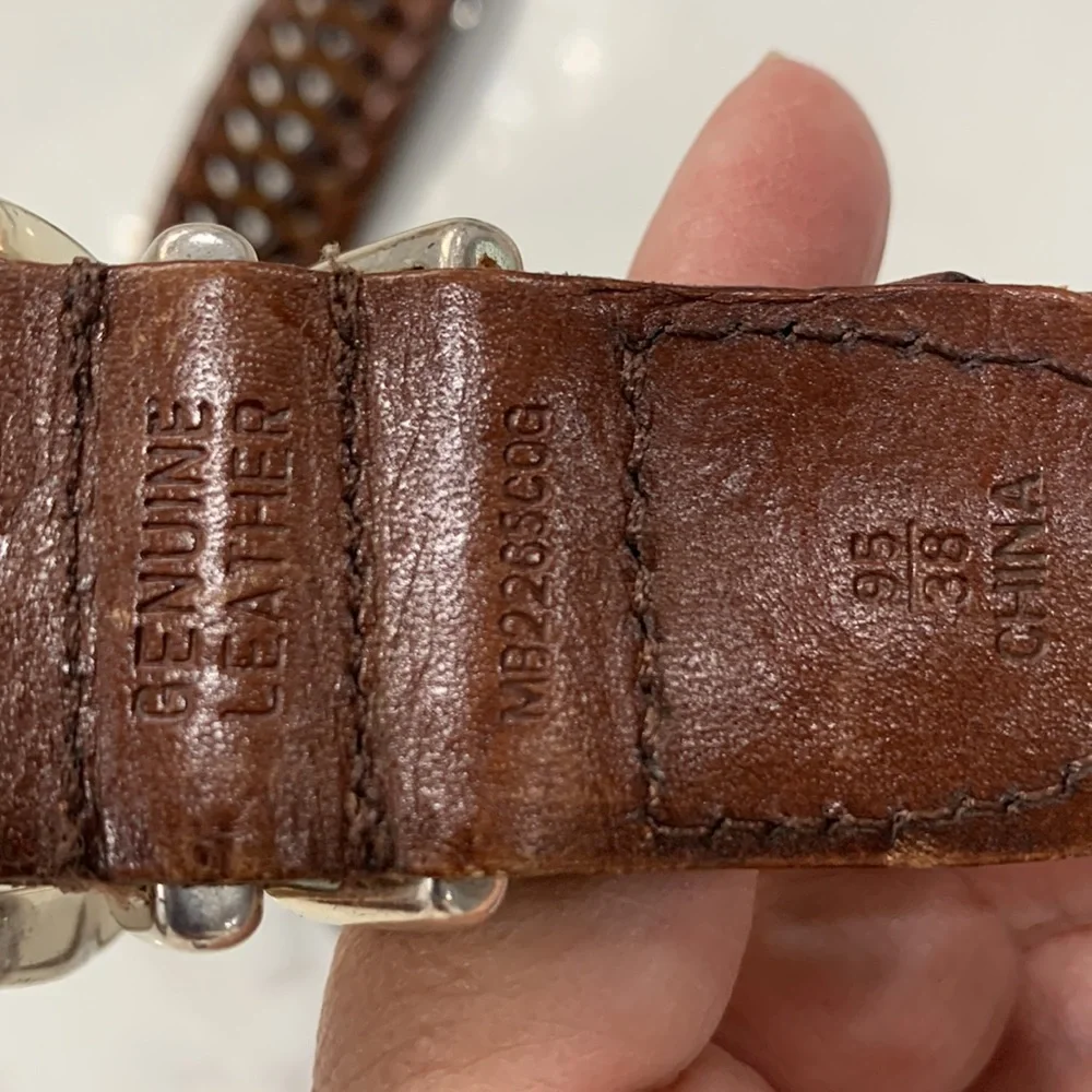 Fossil Brown Braided Leather Belt with Silver‎ Hardware. OS